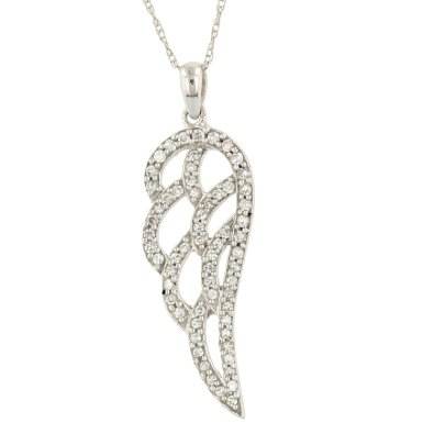 Diamond Angel Wing Pendant Necklace