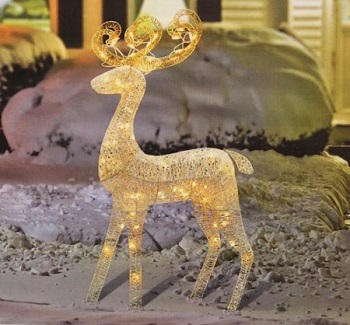 48" Elegant Glittered White Reindeer Lighted Outdoor Christmas Yard Art Decorations