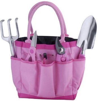 5-piece Garden Tool Bag Gift Set in Pink