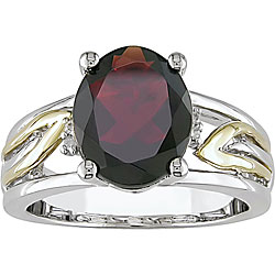 Miadora 10k Gold and Sterling Silver Oval-cut Garnet Ring