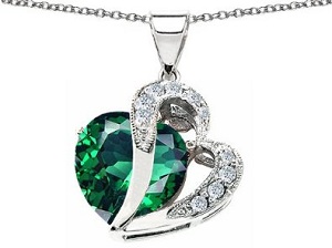 Simulated Heart Shape Emerald Pendant