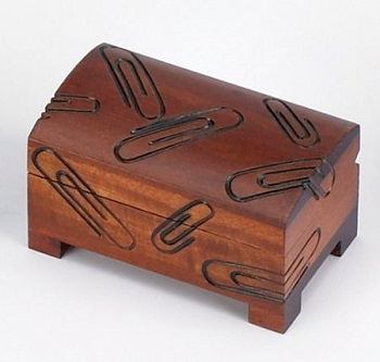 Paperclip chest box with detailed paper clips design, keepsakebox, desk accessory, great gift idea for co-workers or friend