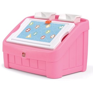 Step 2 2-in-1 Art Toy Box, Pink with lots of storage.