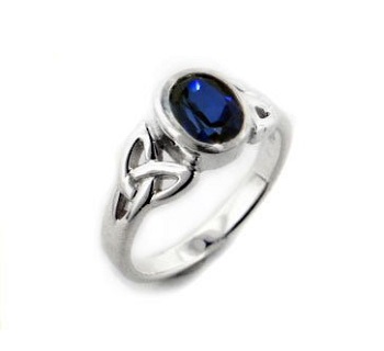 Sterling Silver Celtic Knot and Genuine Blue Sapphire Ring
